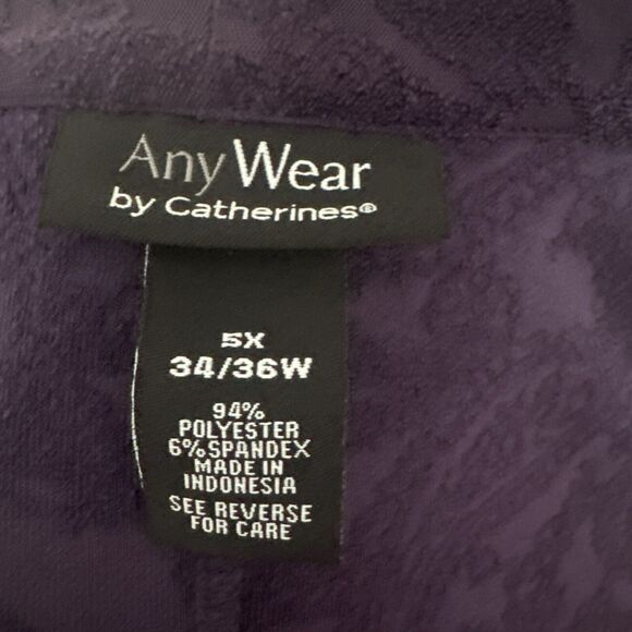 Catherines Anywhere Womens Open Cardigan Plus 5X Purple Burnout Paisley Travel - Picture 5 of 10